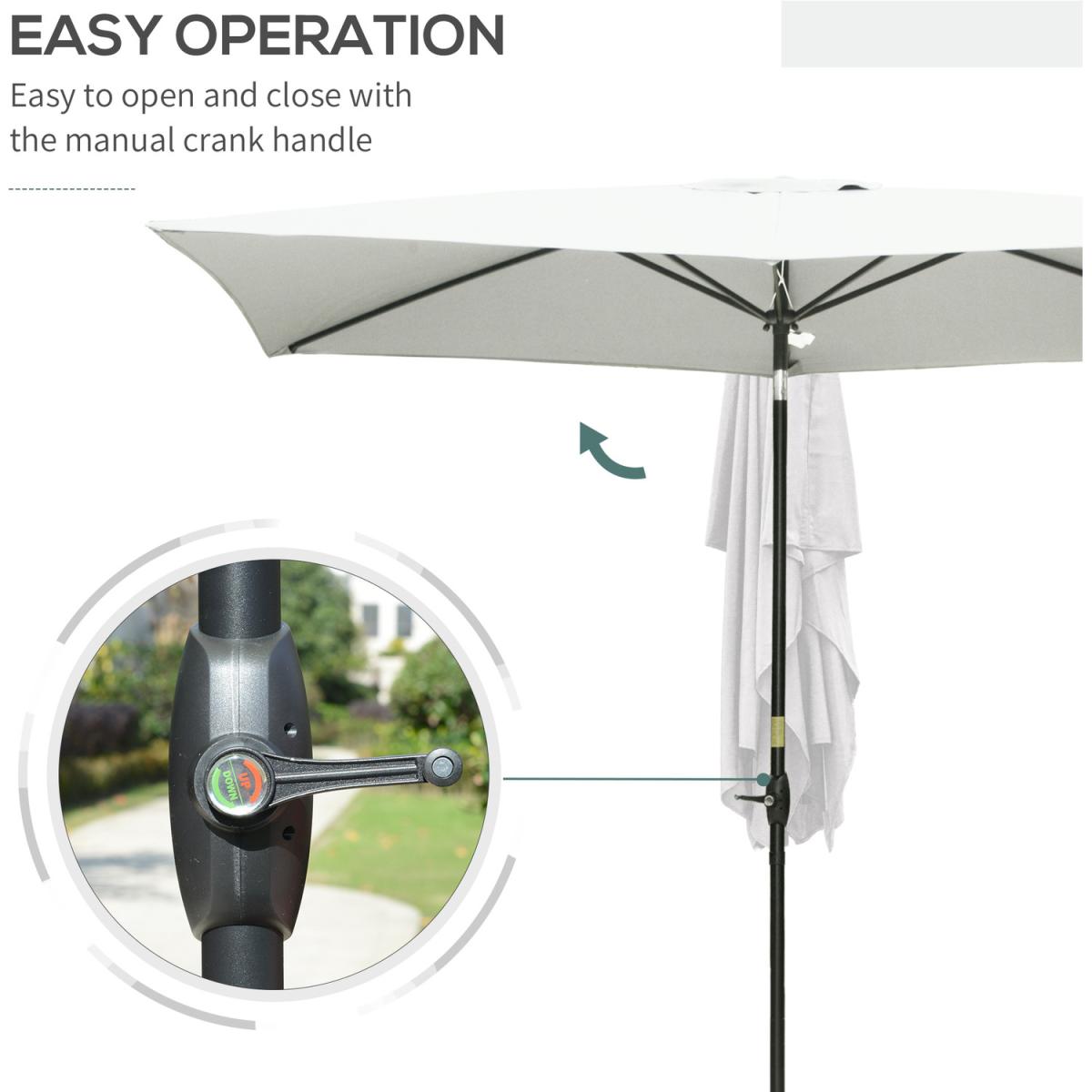 2 x 3m Rectangular Market Umbrella Patio - Cream White – image 2