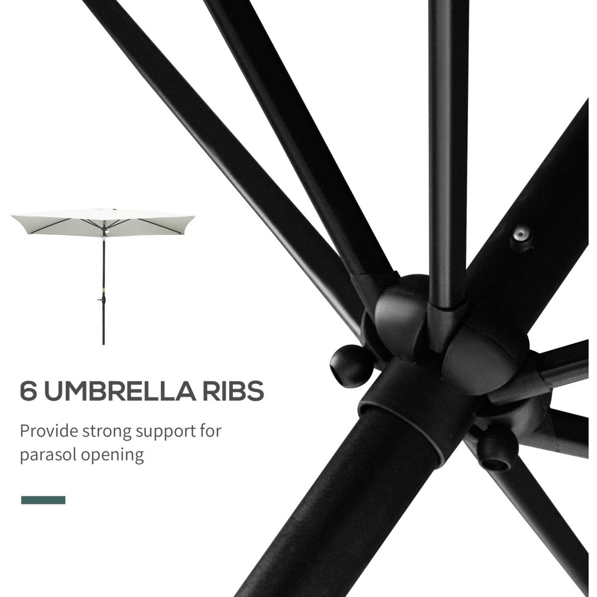 2 x 3m Rectangular Market Umbrella Patio - Cream White – image 3