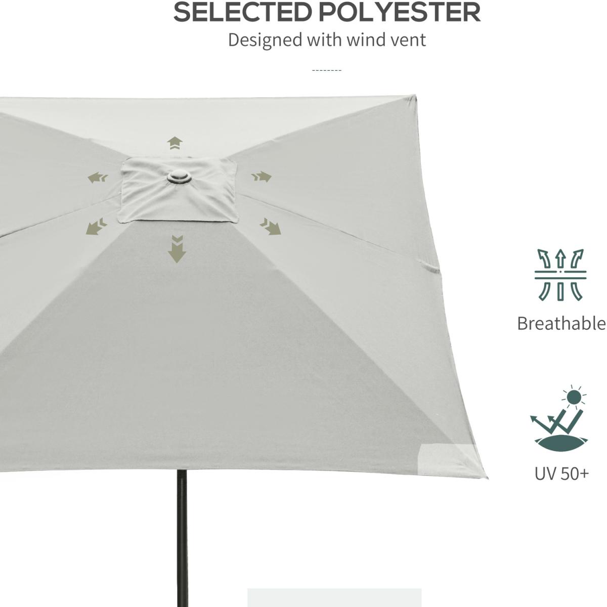 2 x 3m Rectangular Market Umbrella Patio - Cream White – image 4