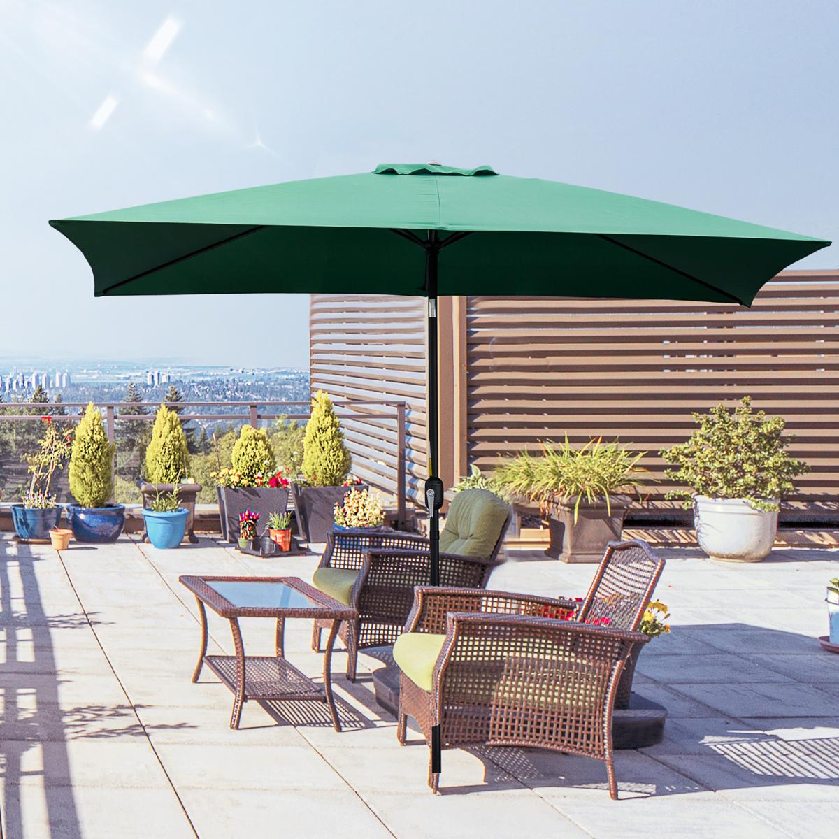 3x2m Patio Umbrella Canopy With Tilt Crank - Green – image 2