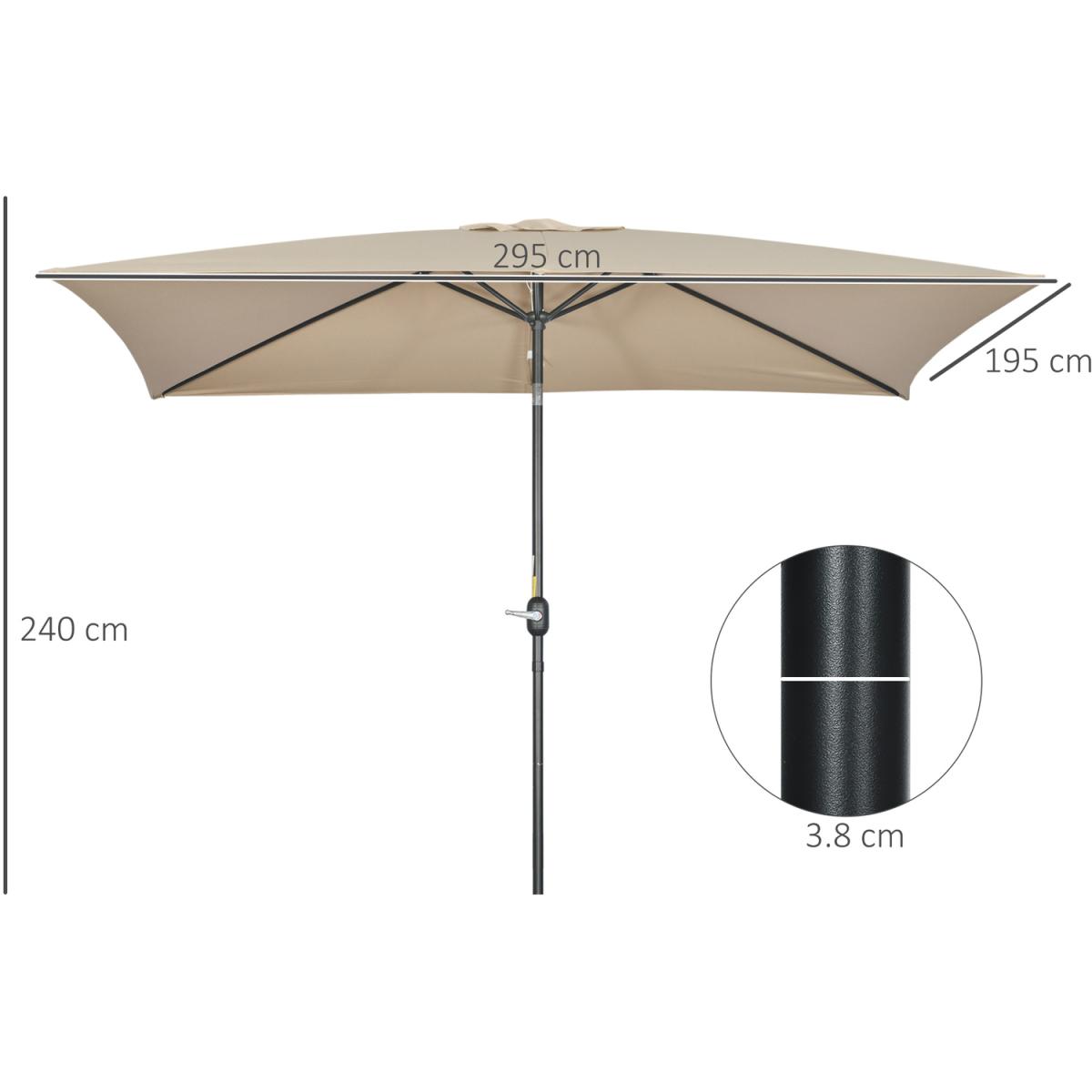 3x2m Patio Umbrella Canopy With Tilt Crank - Green – image 11