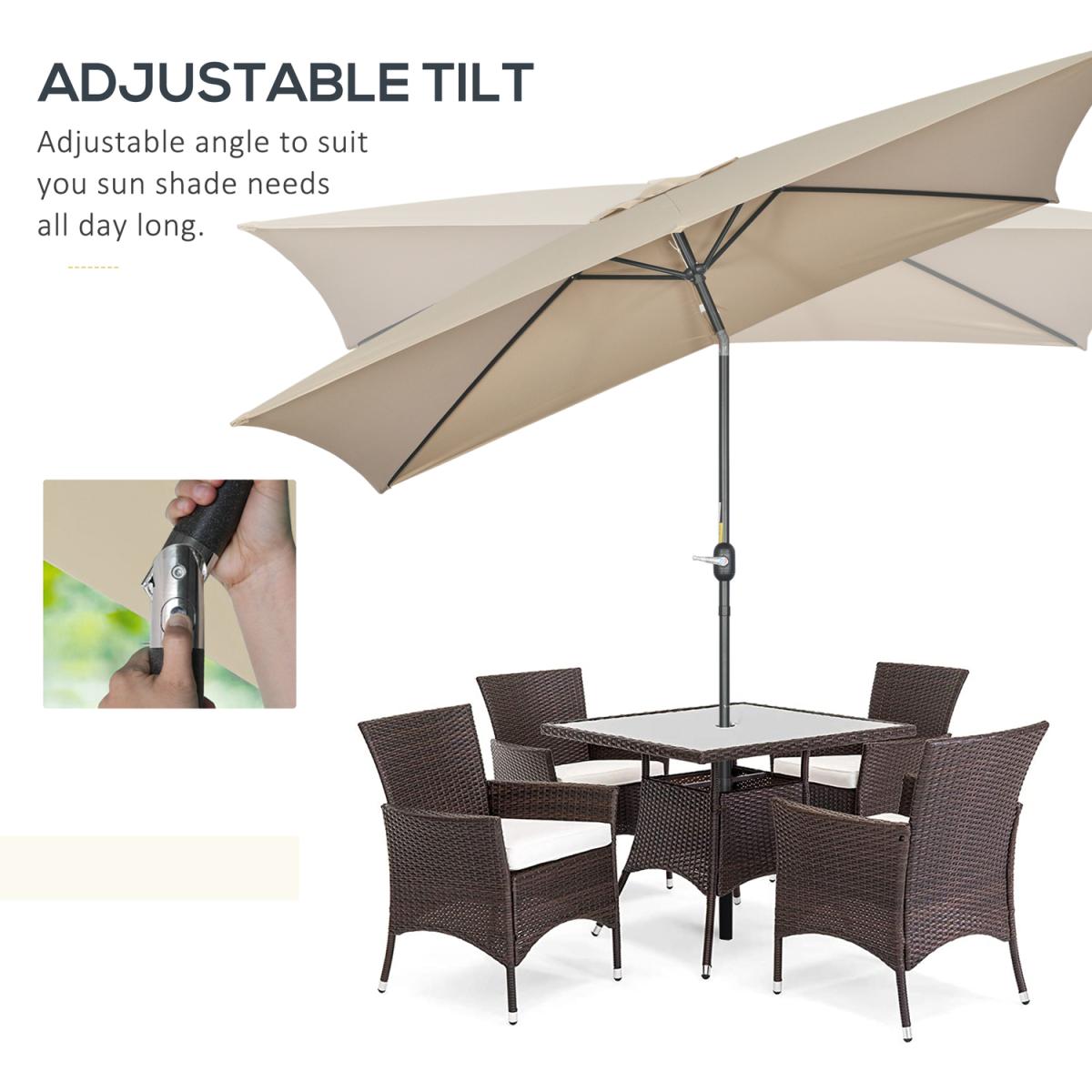 3x2m Patio Umbrella Canopy With Tilt Crank - Green – image 12