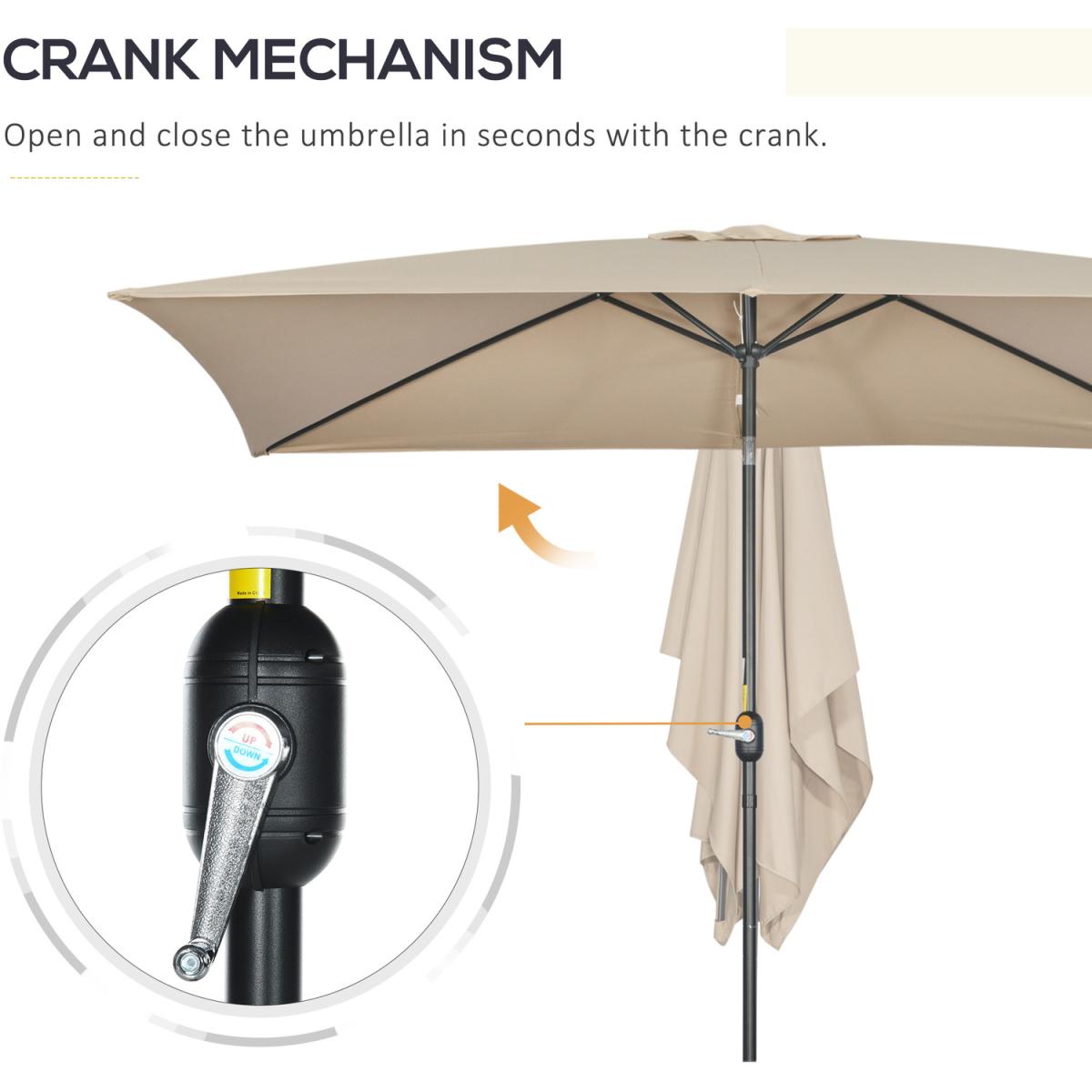 3x2m Patio Umbrella Canopy With Tilt Crank - Green – image 13
