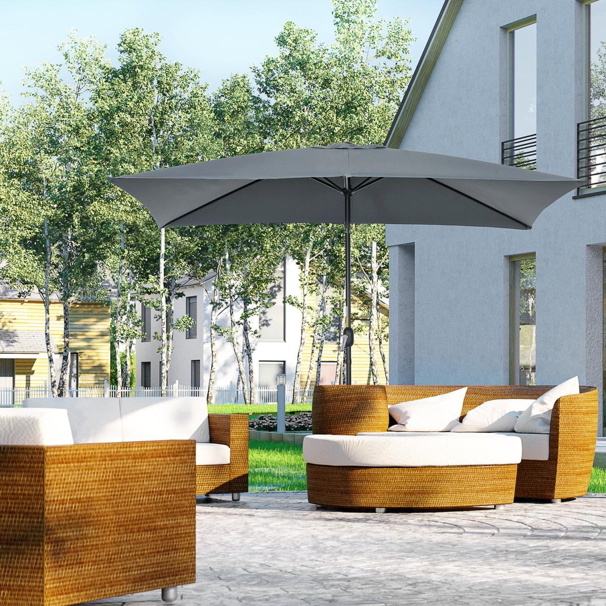 3x2m Patio Umbrella Canopy With Tilt Crank - Green – image 16