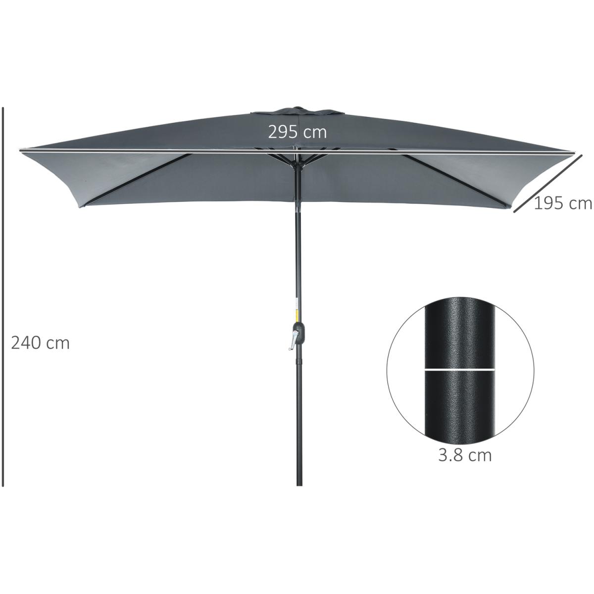 3x2m Patio Umbrella Canopy With Tilt Crank - Green – image 18