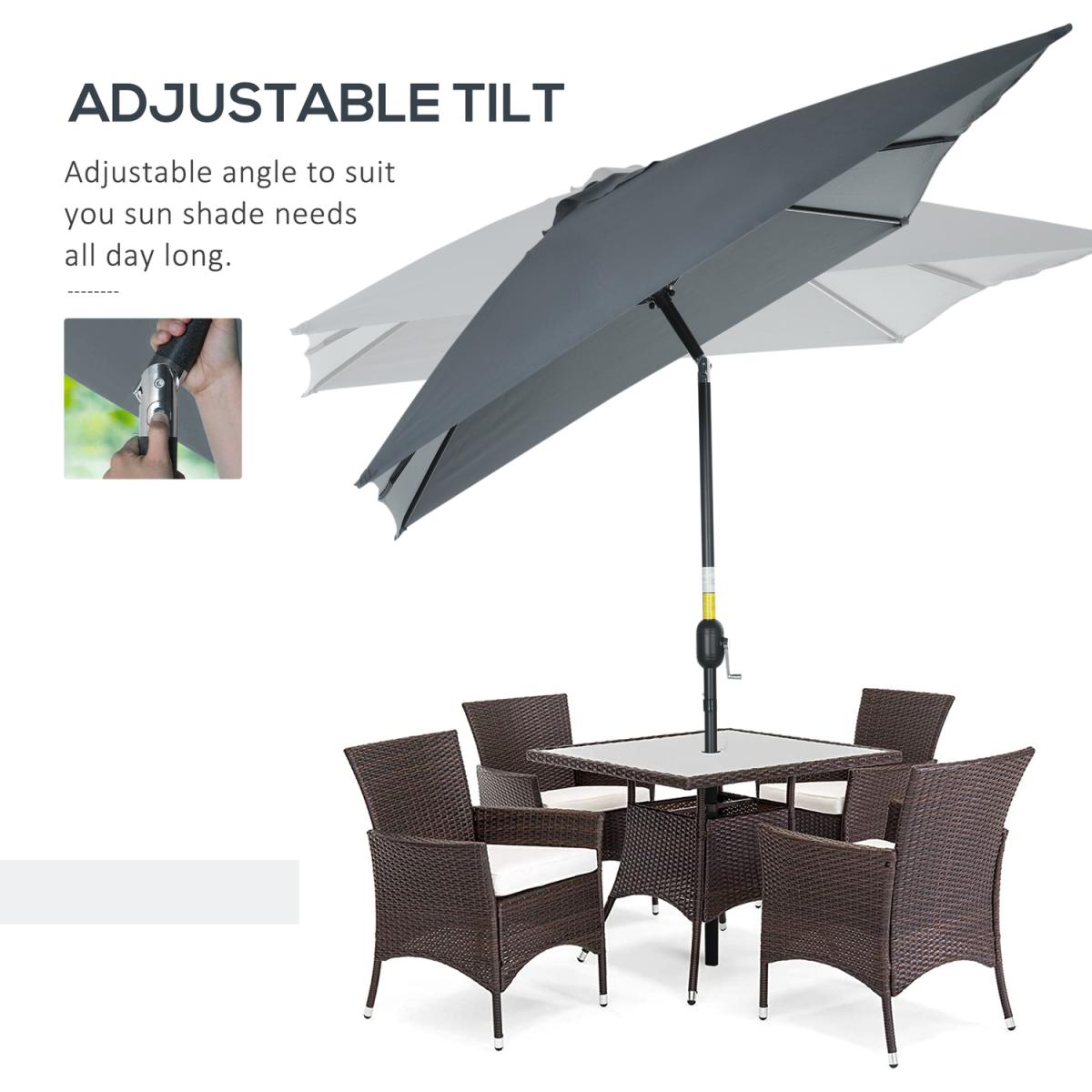 3x2m Patio Umbrella Canopy With Tilt Crank - Green – image 19