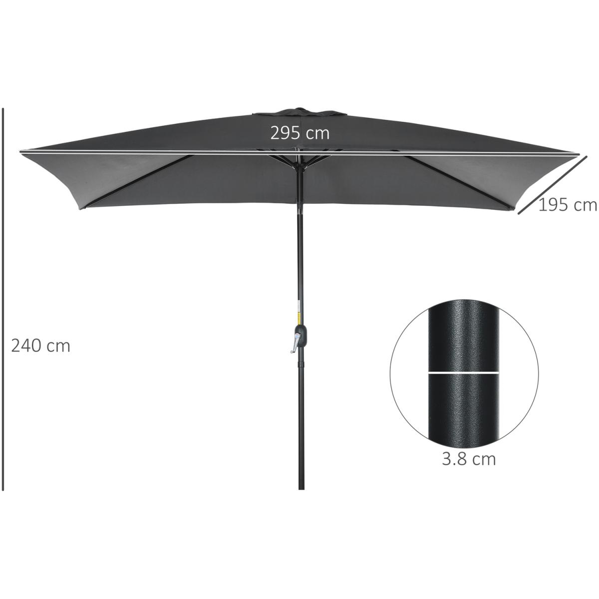 3x2m Patio Umbrella Canopy With Tilt Crank - Green – image 22