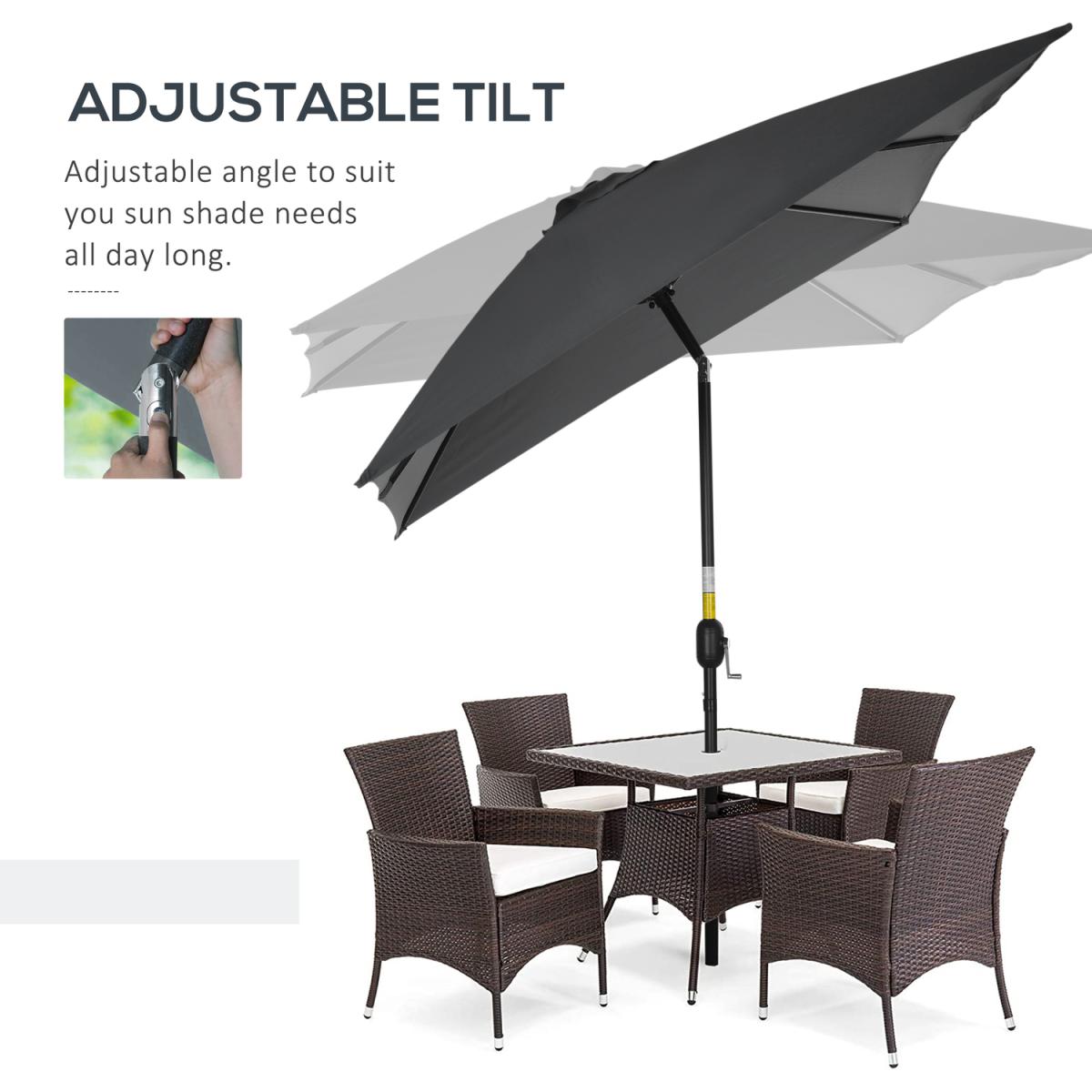 3x2m Patio Umbrella Canopy With Tilt Crank - Green – image 23