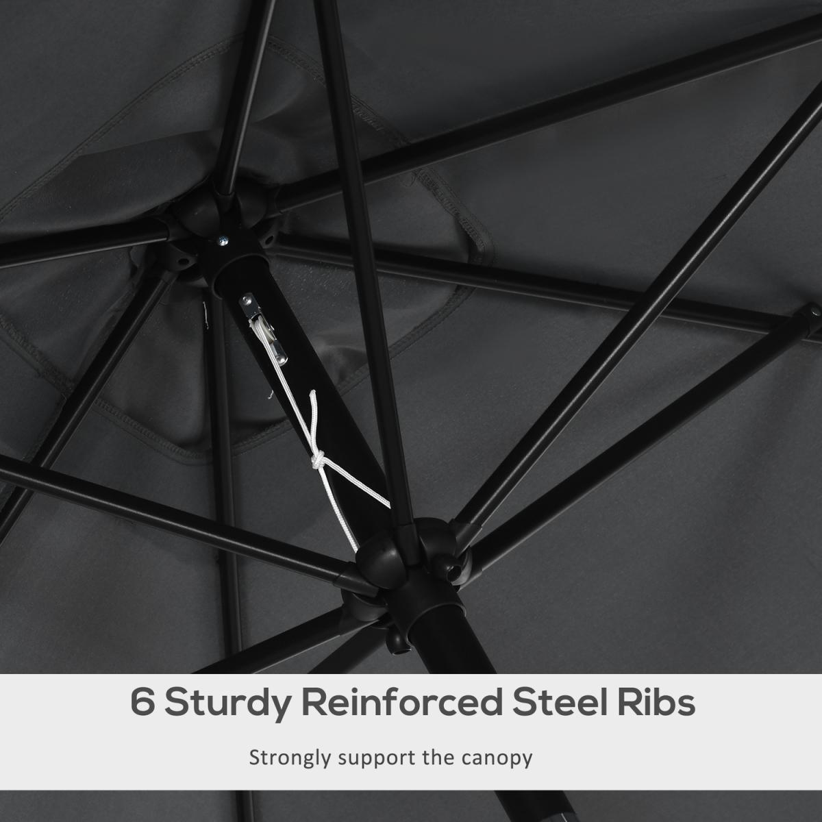 3x2m Patio Umbrella Canopy With Tilt Crank - Green – image 25