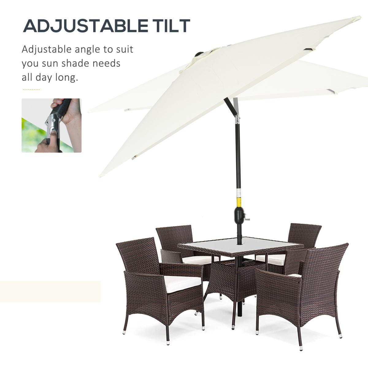 3x2m Patio Umbrella Canopy With Tilt Crank - Green – image 30