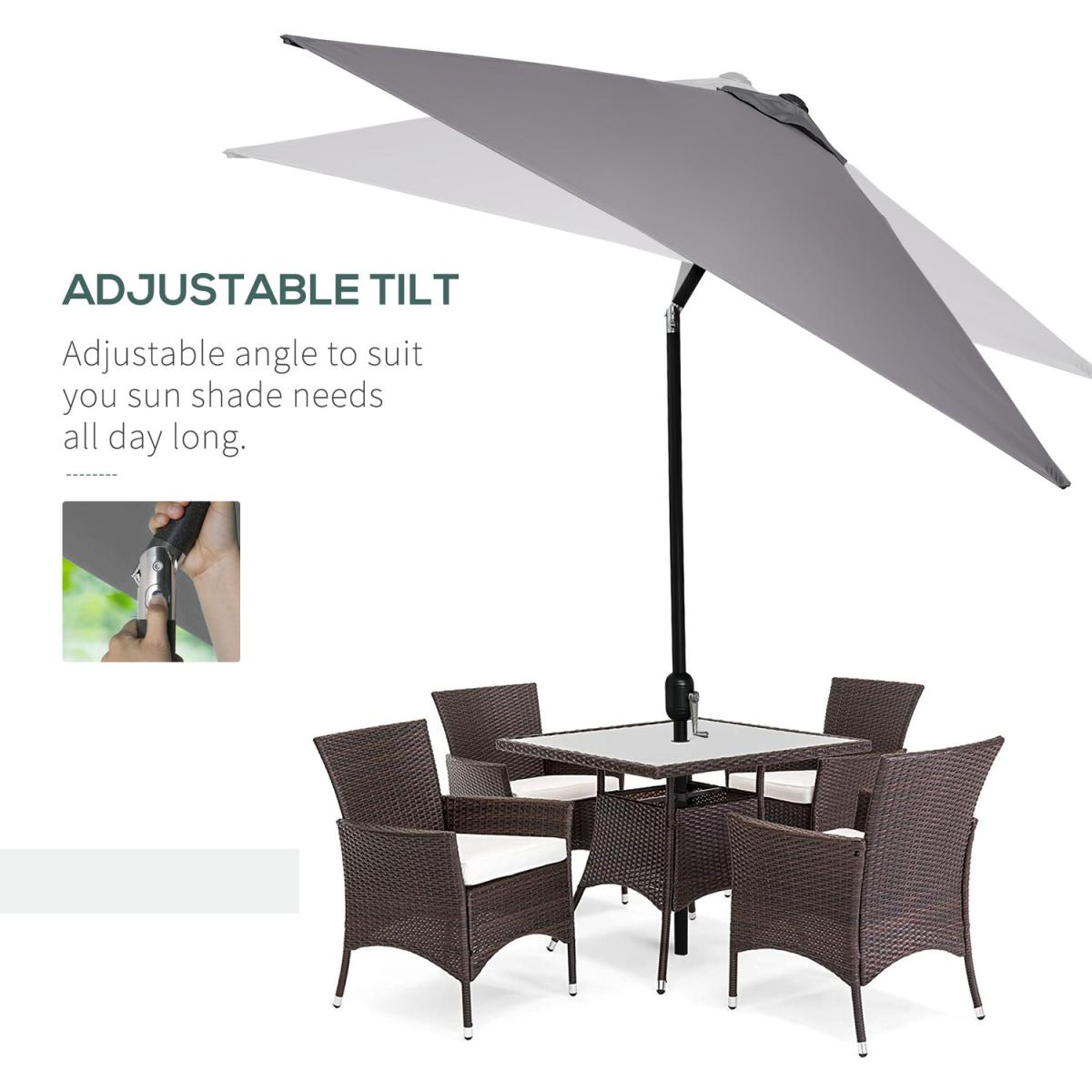3x2m Patio Umbrella Canopy With Tilt Crank - Green – image 43