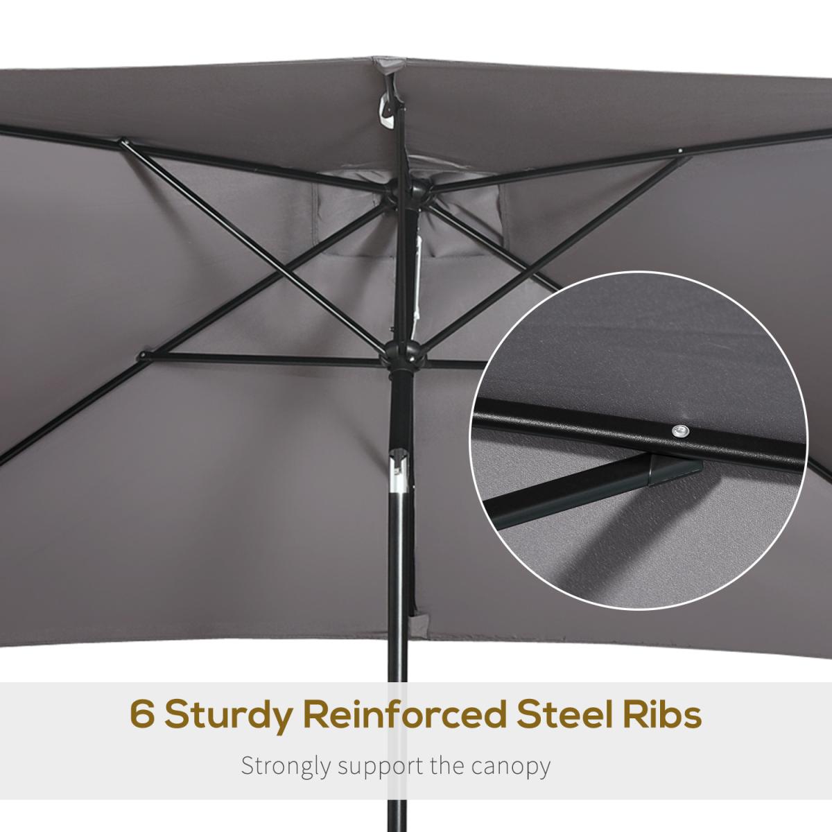 3x2m Patio Umbrella Canopy With Tilt Crank - Green – image 44