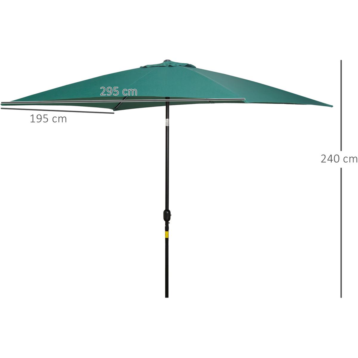 3x2m Patio Umbrella Canopy With Tilt Crank - Green – image 51