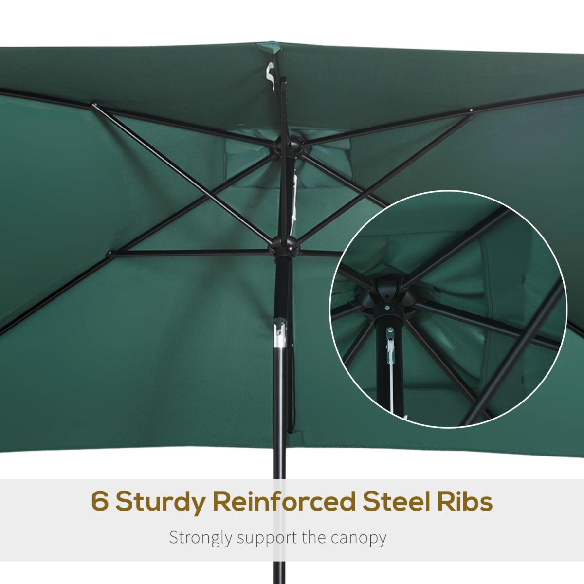 3x2m Patio Umbrella Canopy With Tilt Crank - Green – image 53