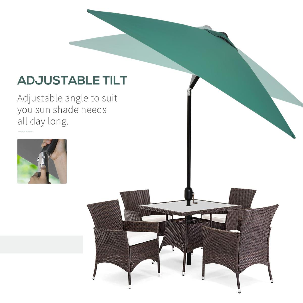 3x2m Patio Umbrella Canopy With Tilt Crank - Green – image 54