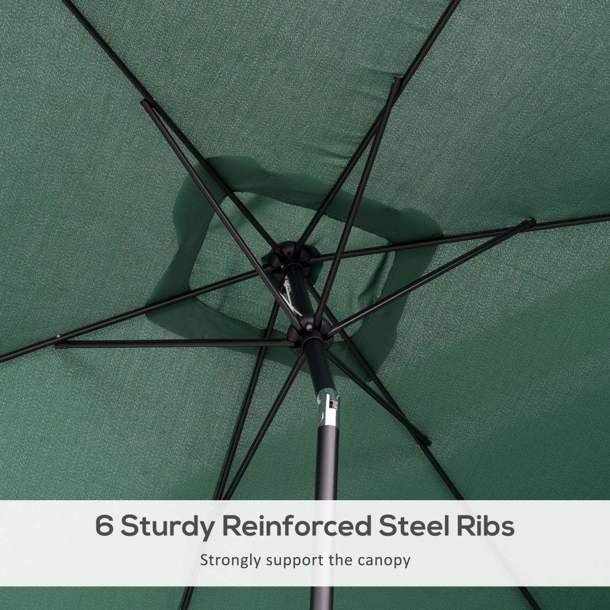 3x2m Patio Umbrella Canopy With Tilt Crank - Green – image 7