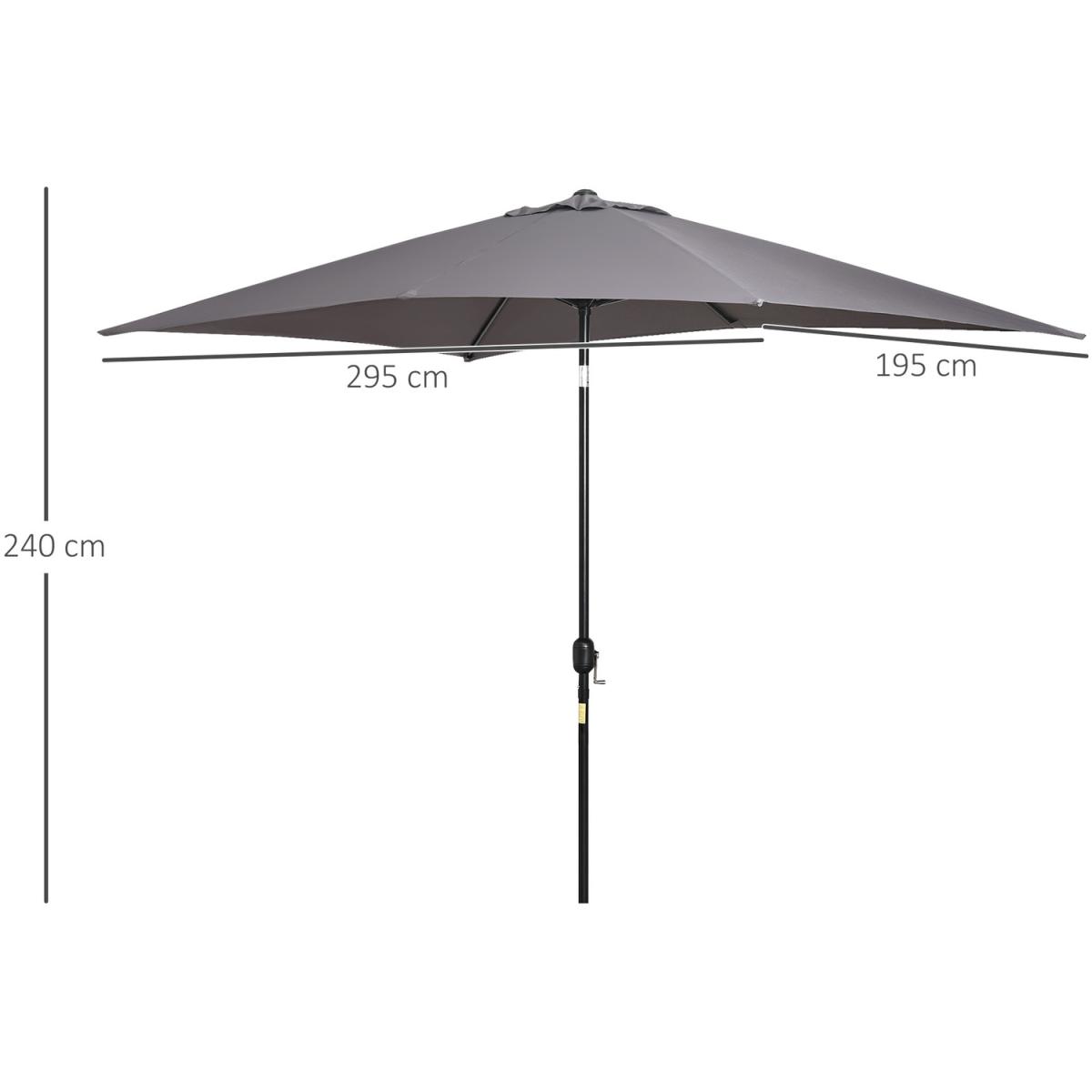 3x2m Patio Umbrella Canopy With Tilt Crank - Green – image 61