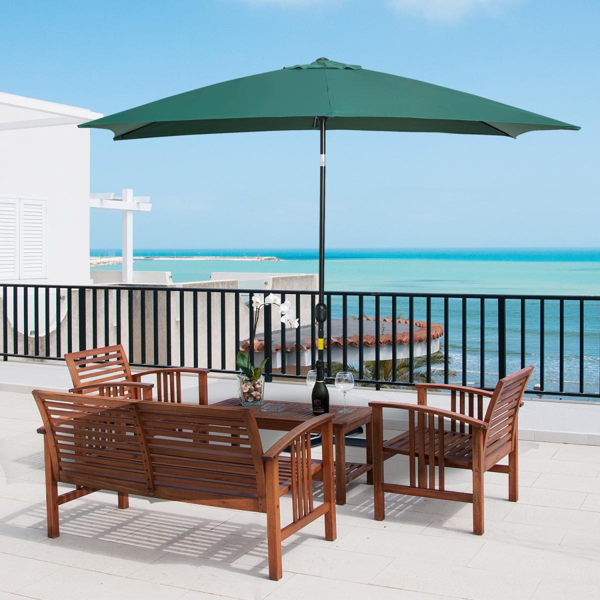 3x2m Patio Umbrella Canopy With Tilt Crank - Green – image 1
