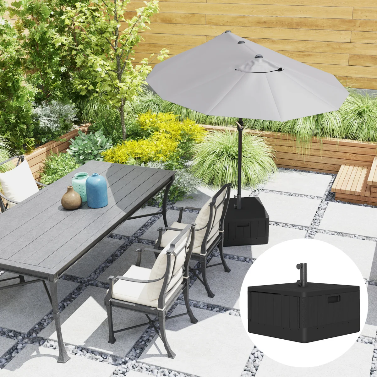 Outsunny SandWater Filled Garden Parasol Base - Black – image 2