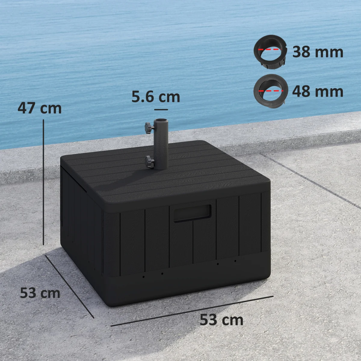 Outsunny SandWater Filled Garden Parasol Base - Black – image 3