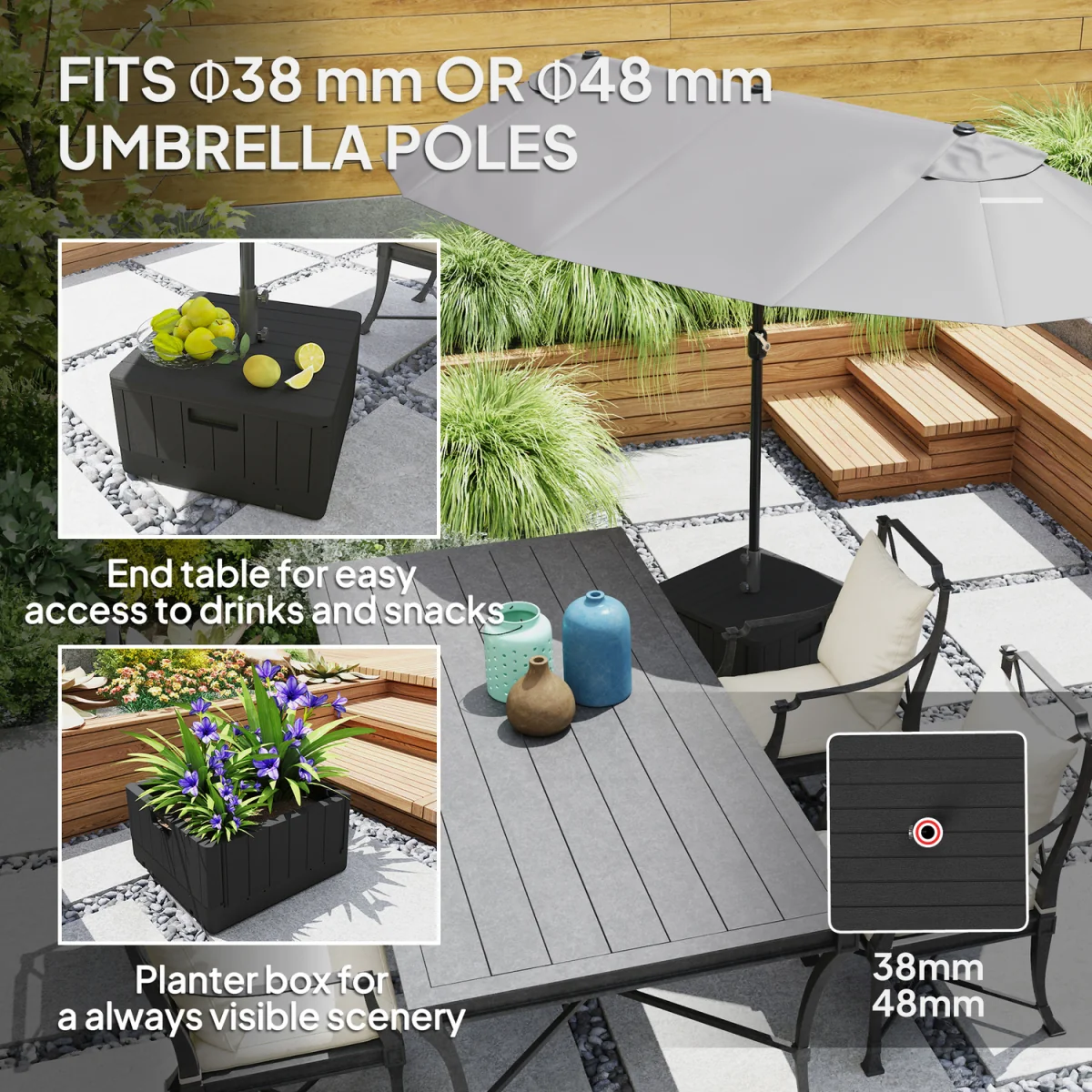Outsunny SandWater Filled Garden Parasol Base - Black – image 4