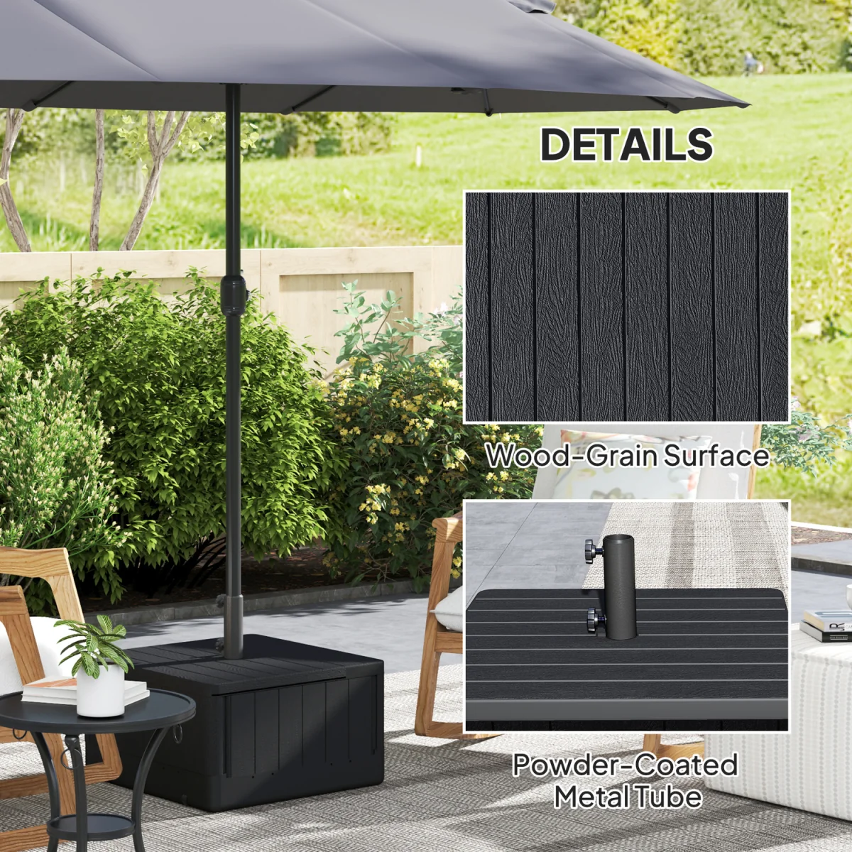 Outsunny SandWater Filled Garden Parasol Base - Black – image 7