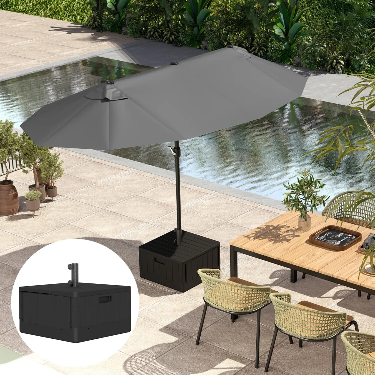 Outsunny SandWater Filled Garden Parasol Base - Black – image 9