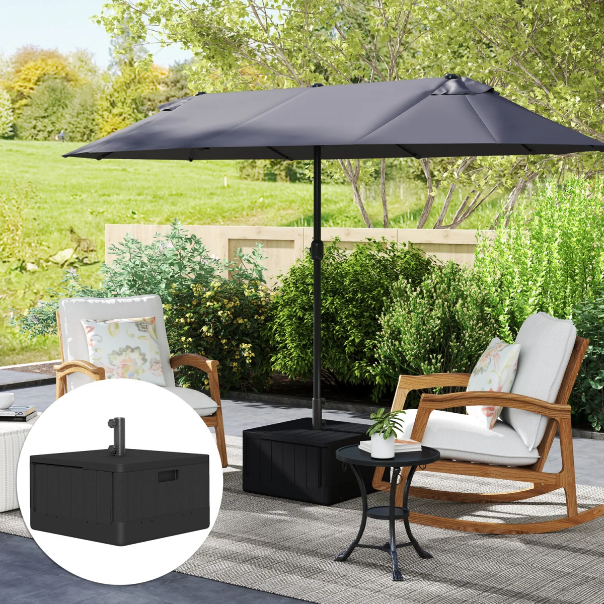 Outsunny SandWater Filled Garden Parasol Base - Black – image 10