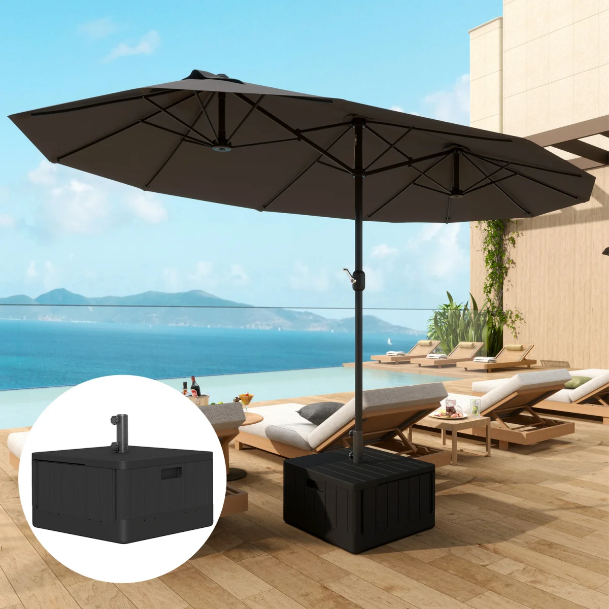 Outsunny SandWater Filled Garden Parasol Base - Black – image 1