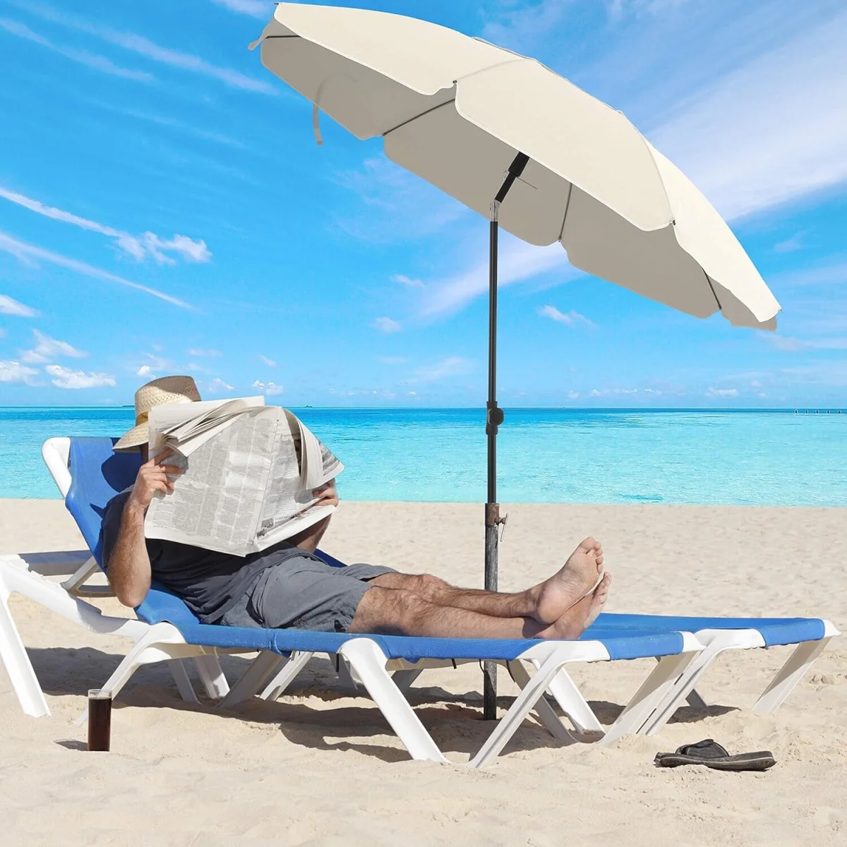 Beige Tilting Sunshade Parasol Umbrella with Carry Bag [Base Not Included] - Beige – image 4