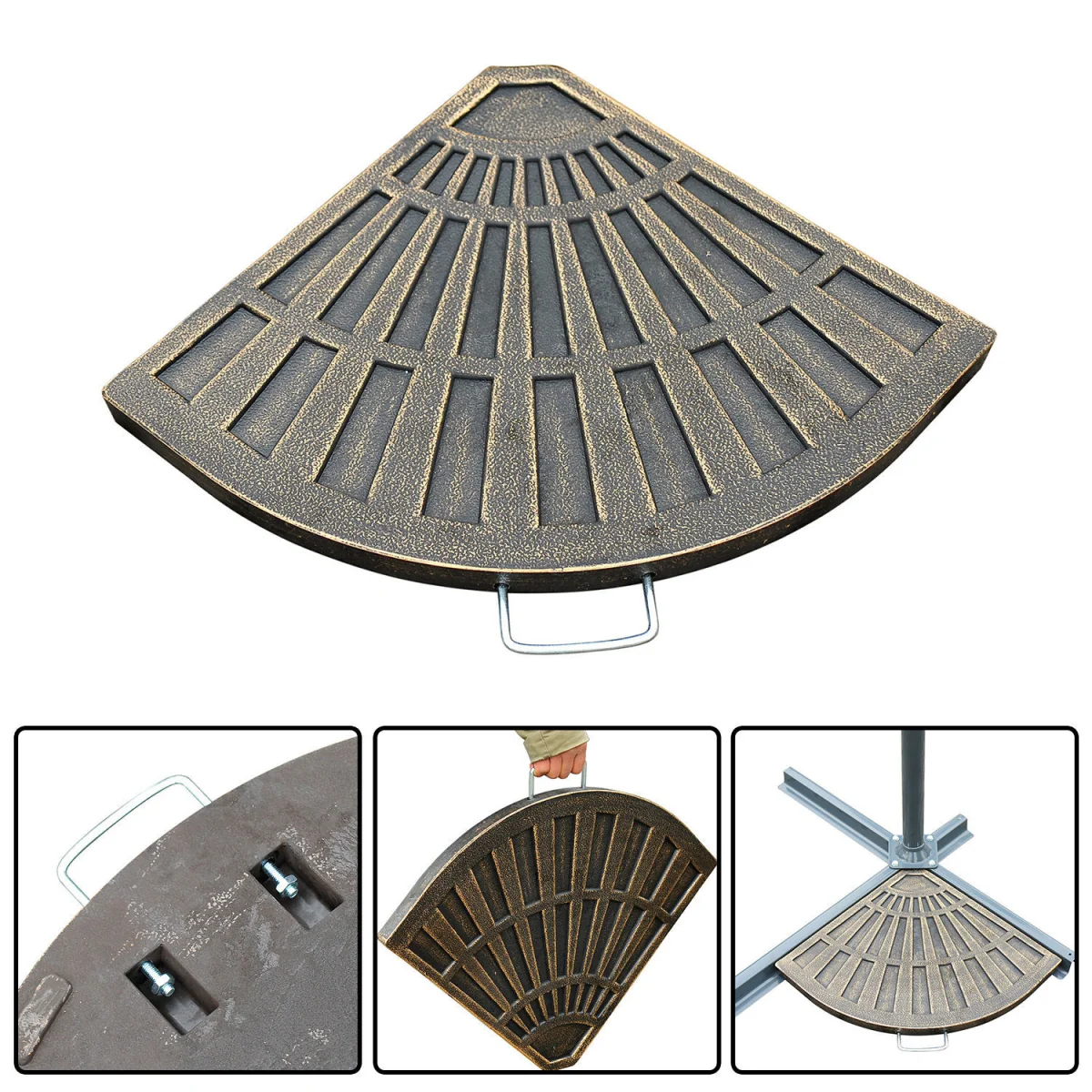 2pc Flabelliform Garden Parasol Base - Bronze – image 5