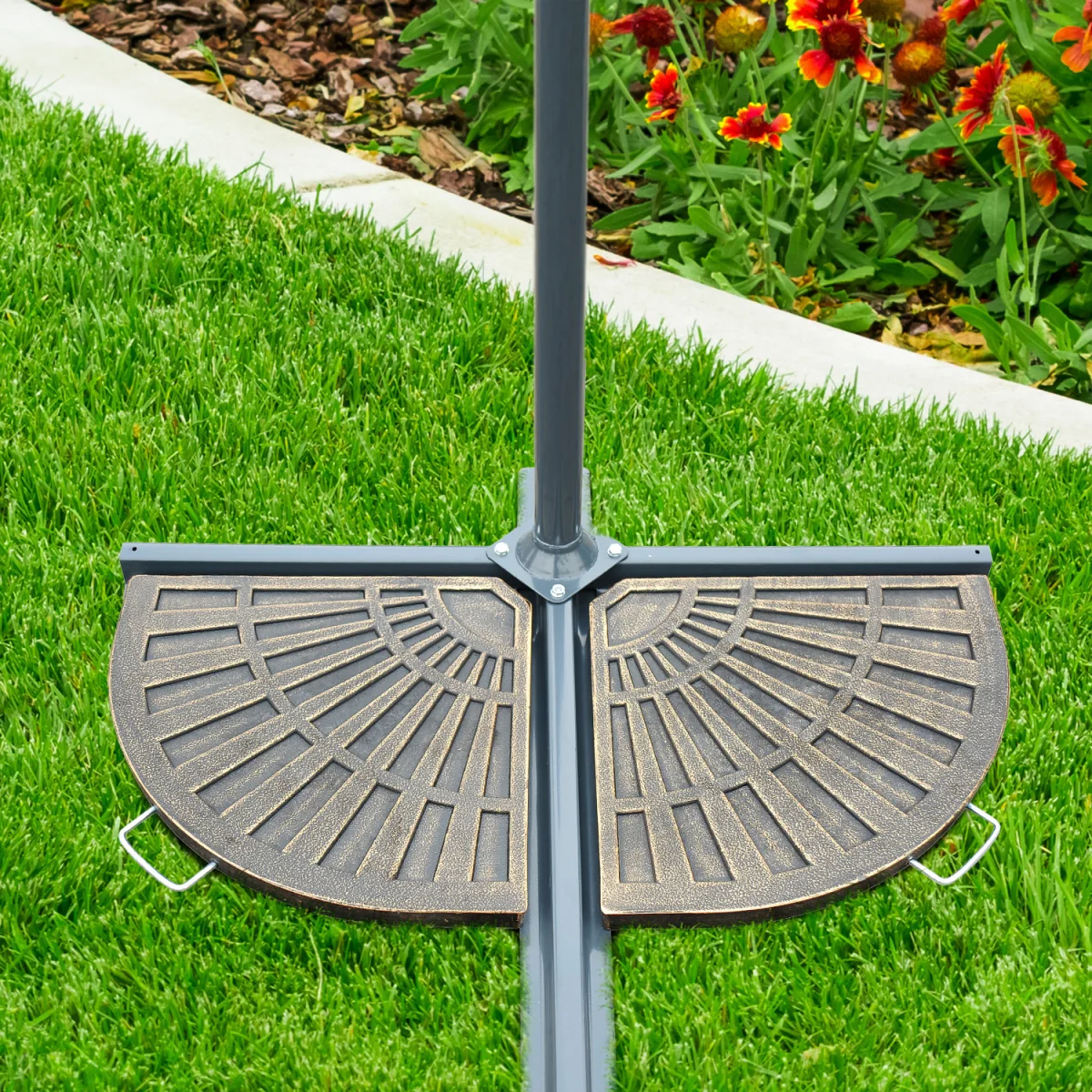 2pc Flabelliform Garden Parasol Base - Bronze – image 1