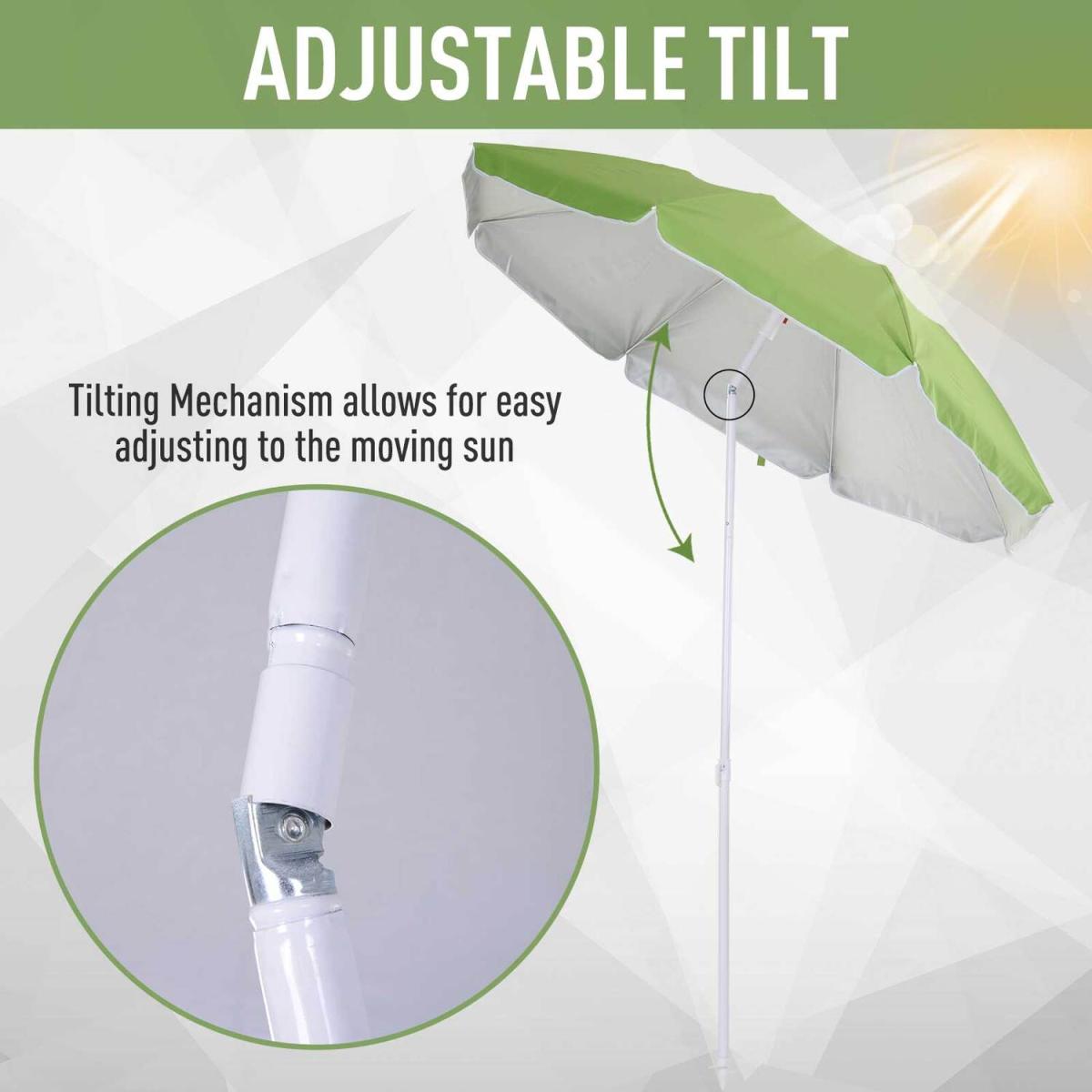 2m Beach Umbrella With Reflective Heat Lining - Green – image 4