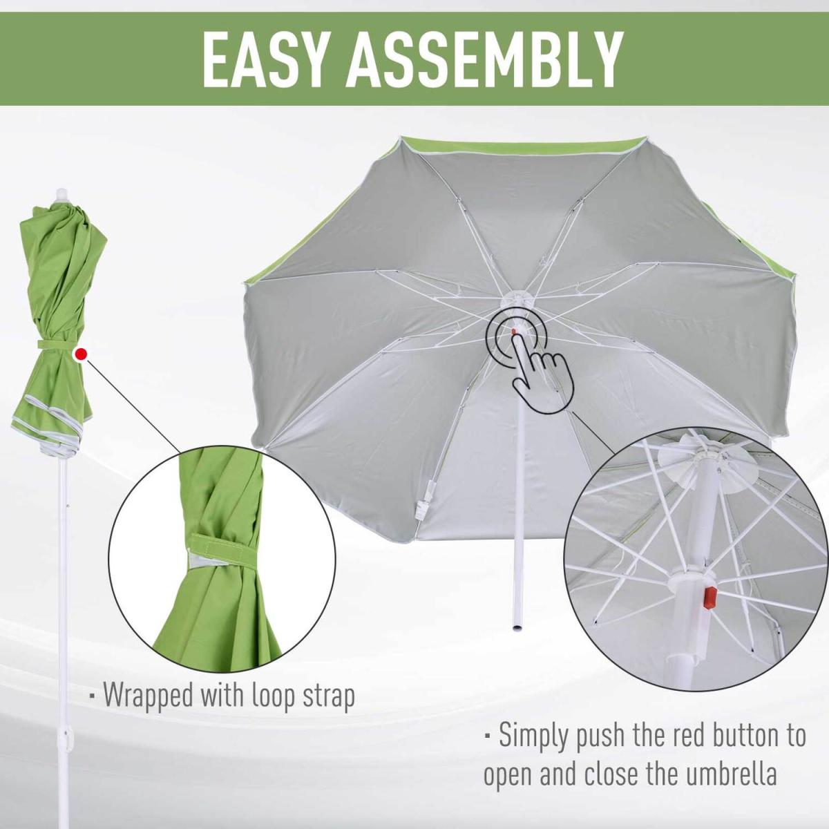 2m Beach Umbrella With Reflective Heat Lining - Green – image 6