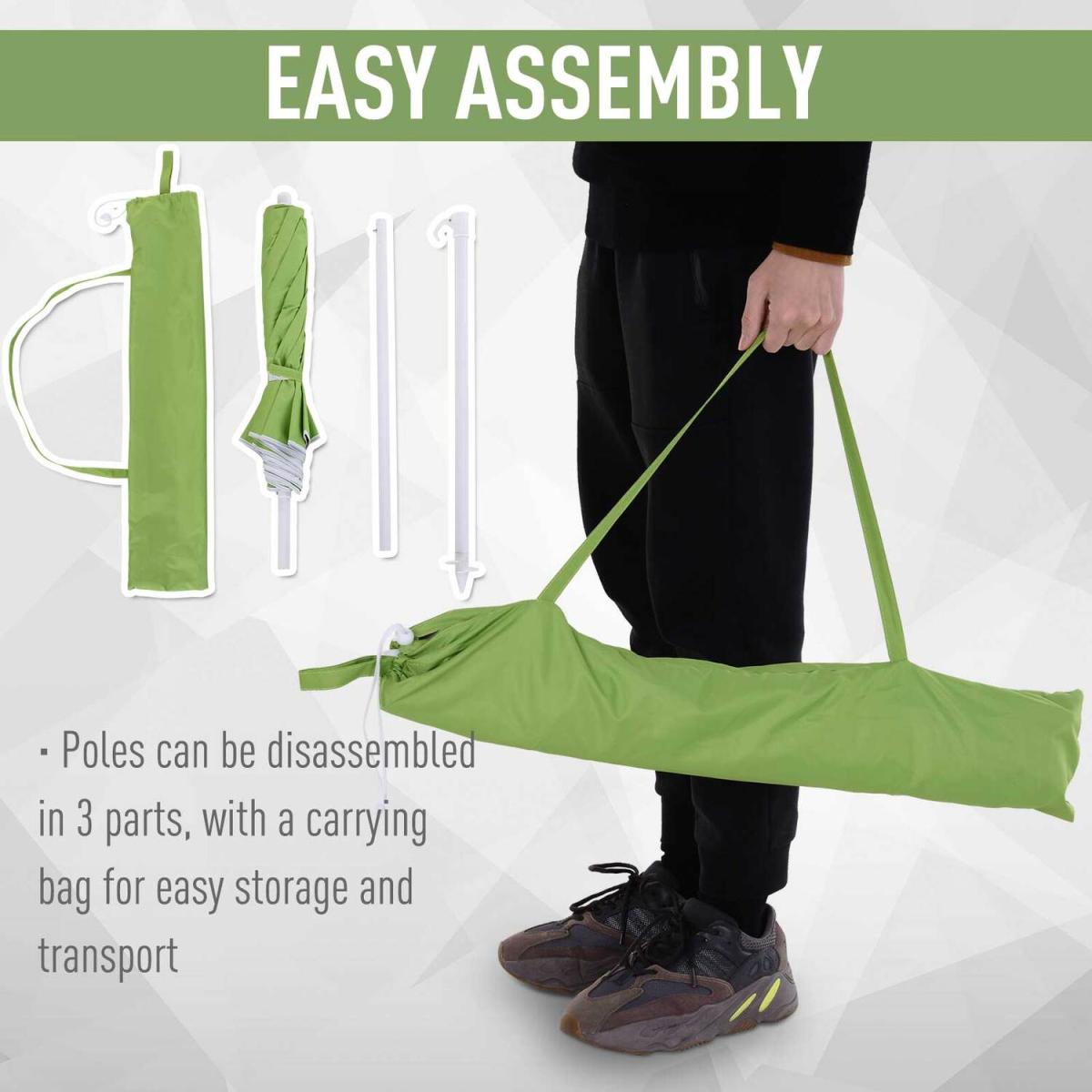 2m Beach Umbrella With Reflective Heat Lining - Green – image 7