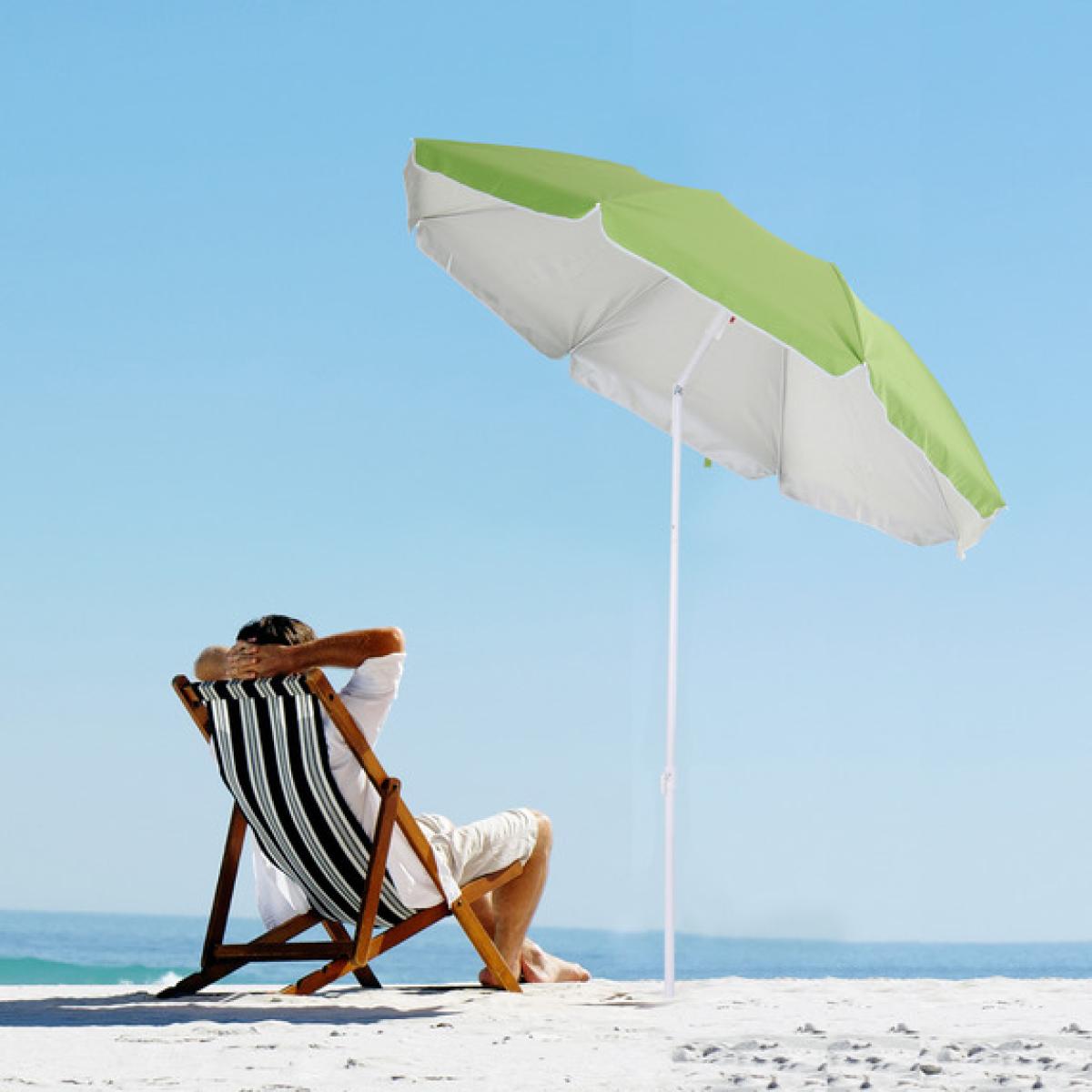 2m Beach Umbrella With Reflective Heat Lining - Green – image 1