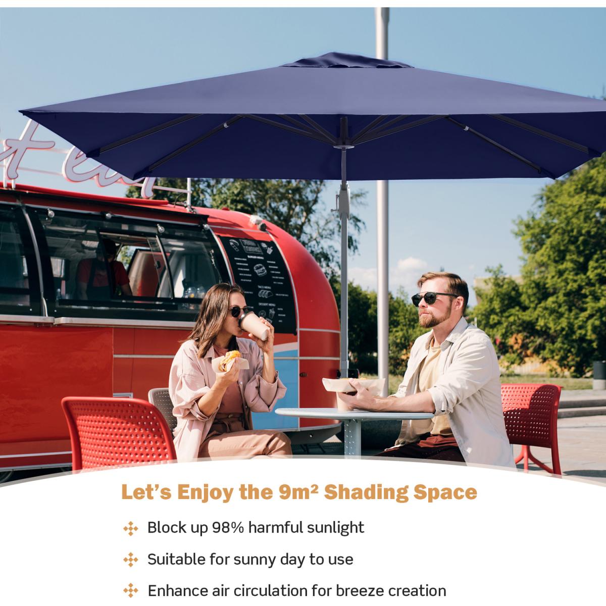 10FT Patio Cantilever Umbrella - Navy – image 2