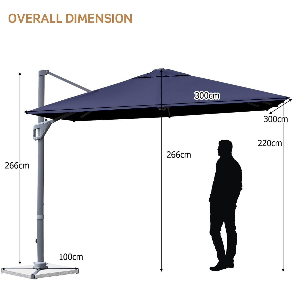 10FT Patio Cantilever Umbrella - Navy – image 3