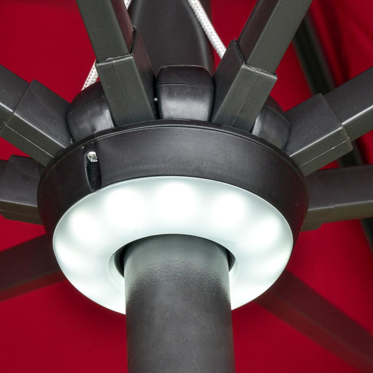 2.7m Garden Parasol Sun Umbrella with LED Solar Light - Red – image 7