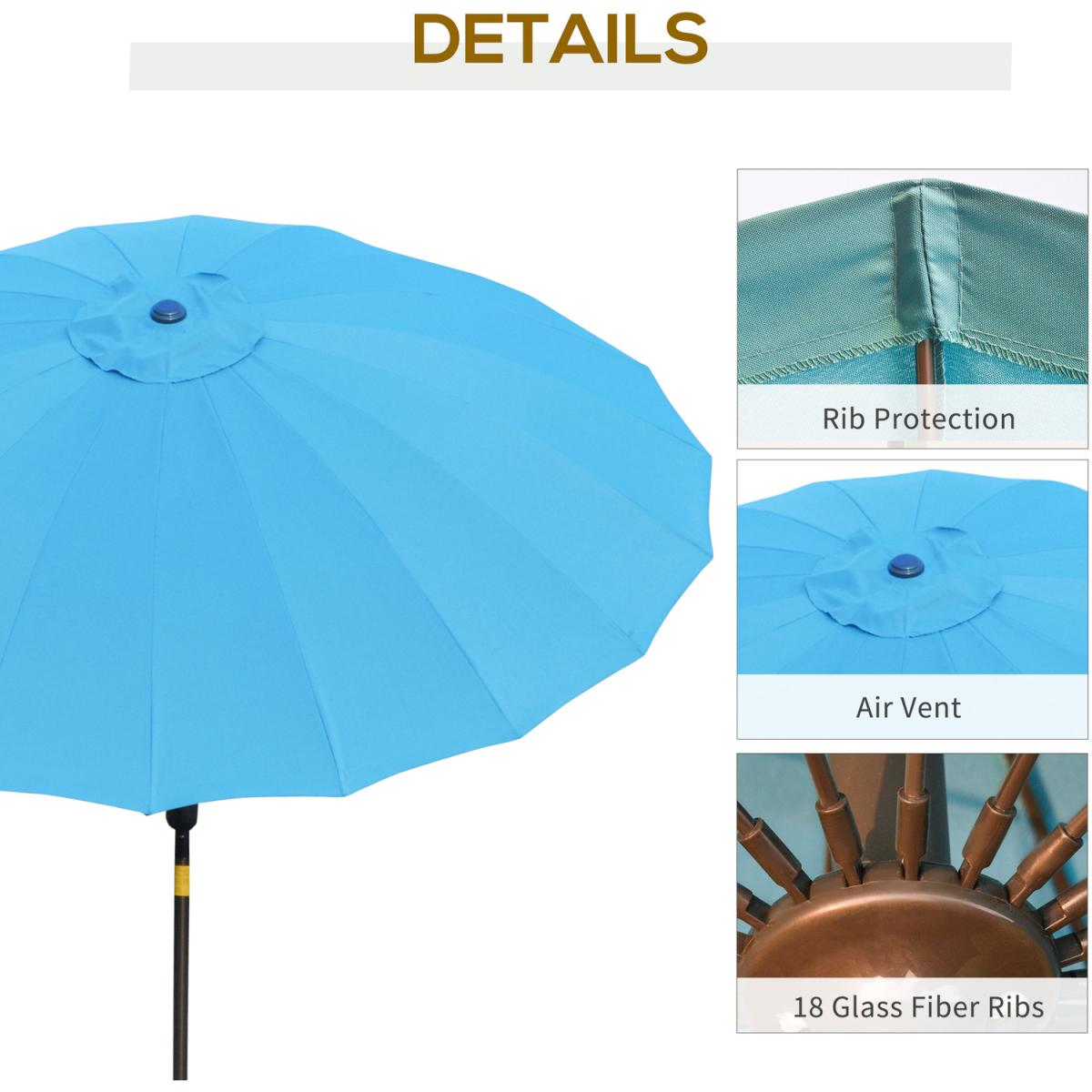 Round Curved Adjustable Parasol - Blue – image 3