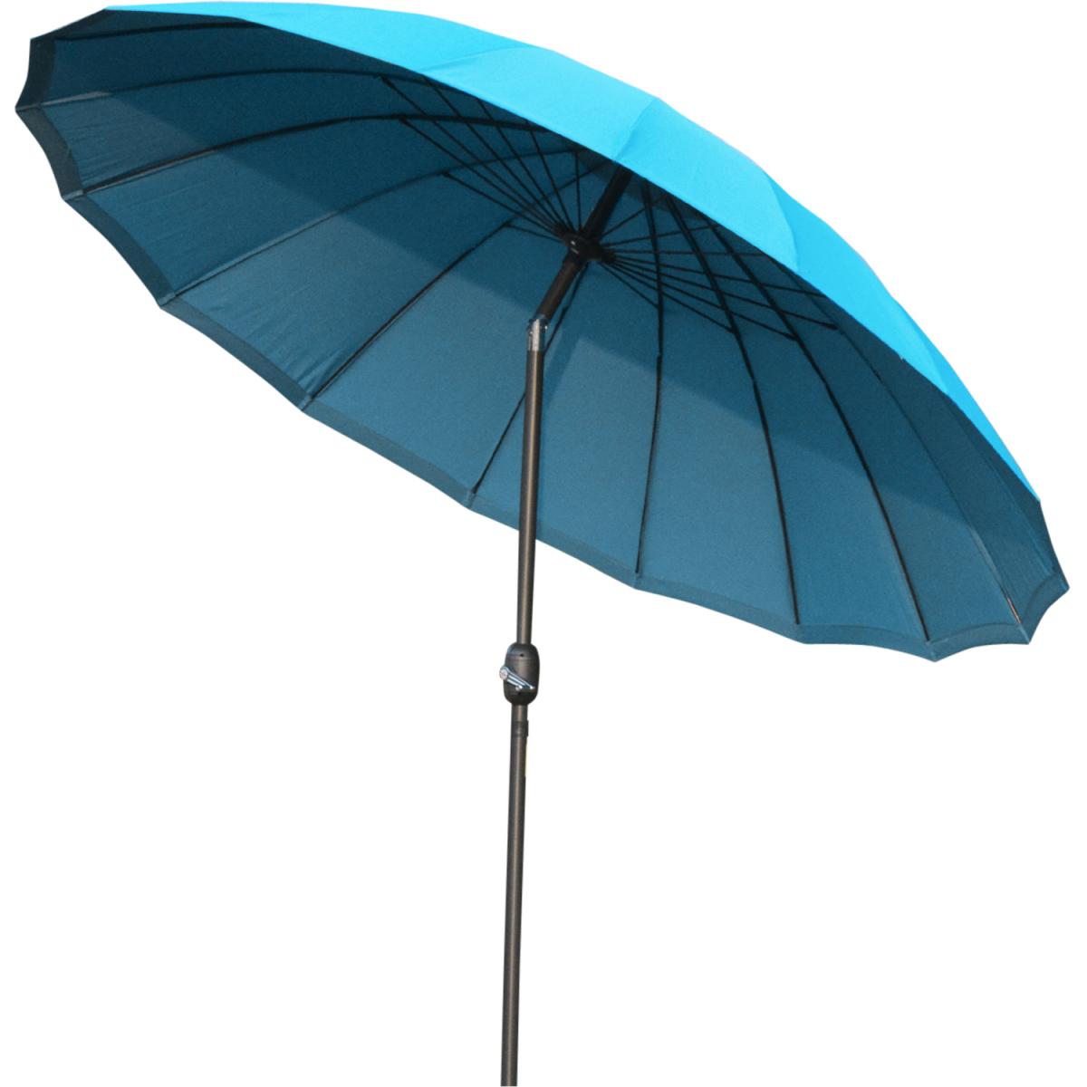 Round Curved Adjustable Parasol - Blue – image 4