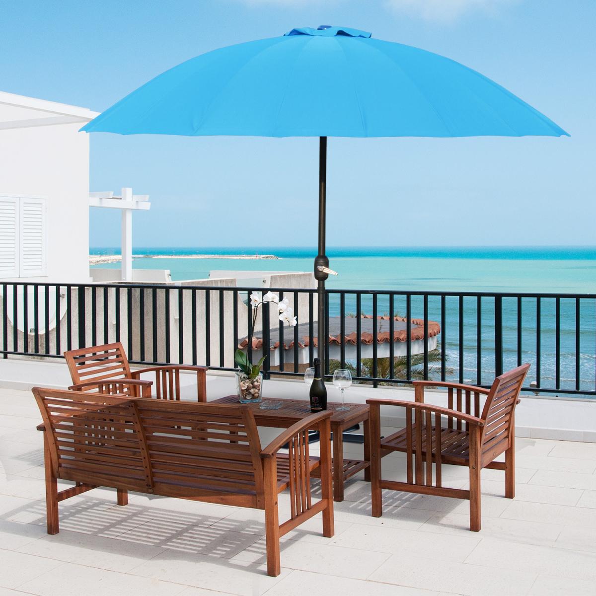 Round Curved Adjustable Parasol - Blue – image 8