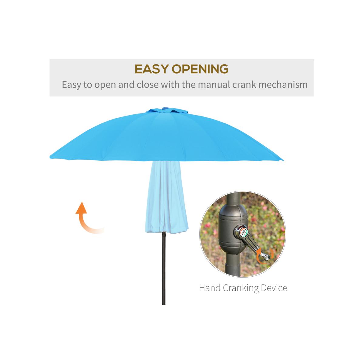 Round Curved Adjustable Parasol - Blue – image 1