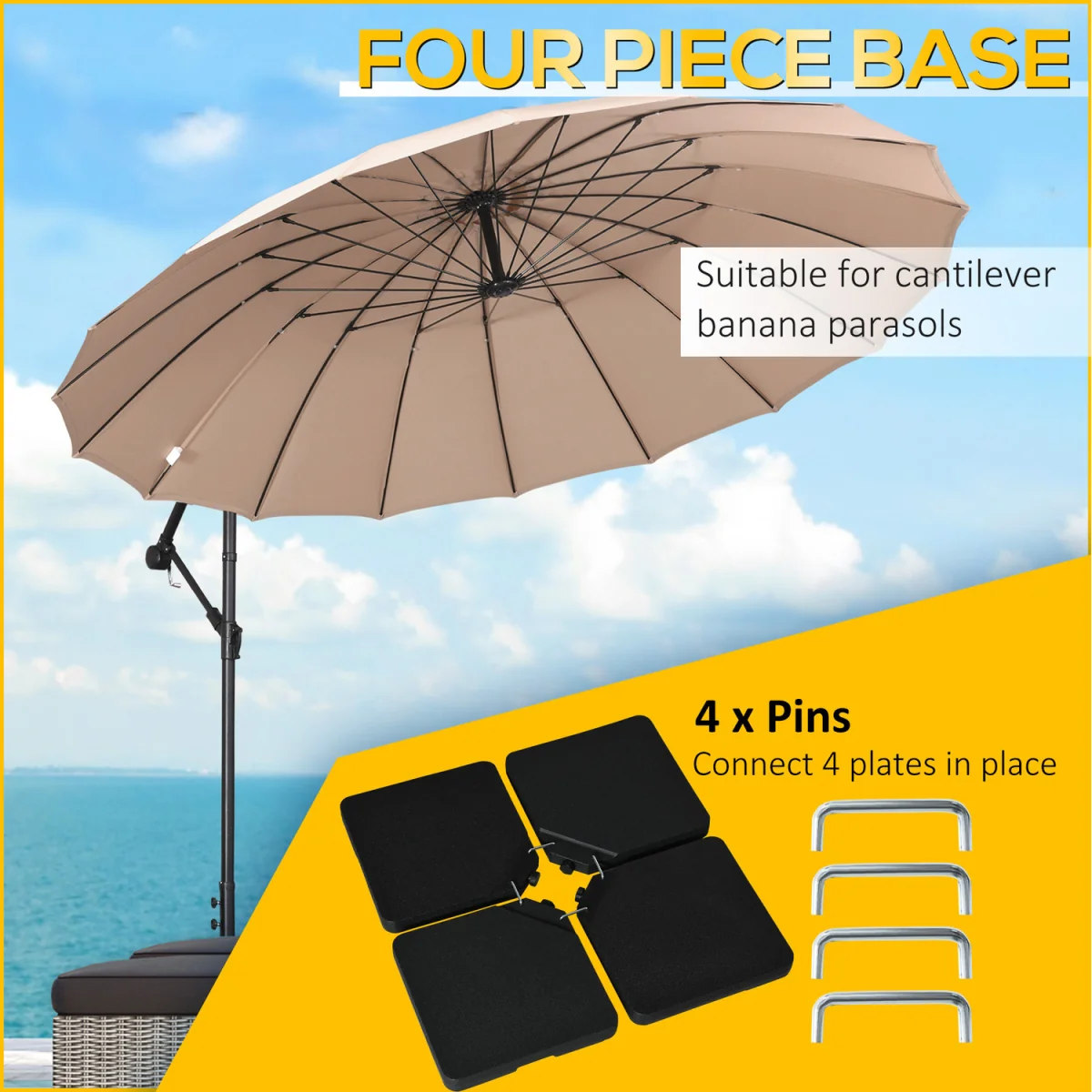 Outsunny Set of 4 Parasol Base Stand Weights 84D-152 - Black – image 3