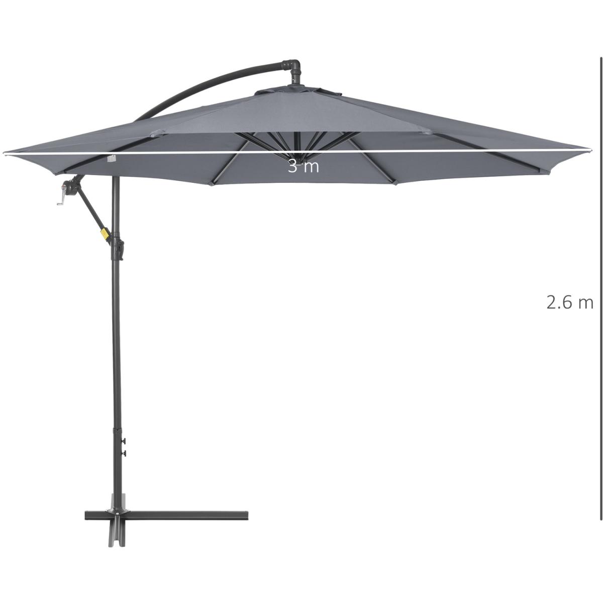 3m Garden Parasol Sun Shade Cantilever - Black – image 4