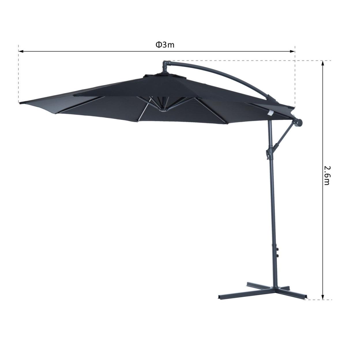 3m Garden Parasol Sun Shade Cantilever - Black – image 5
