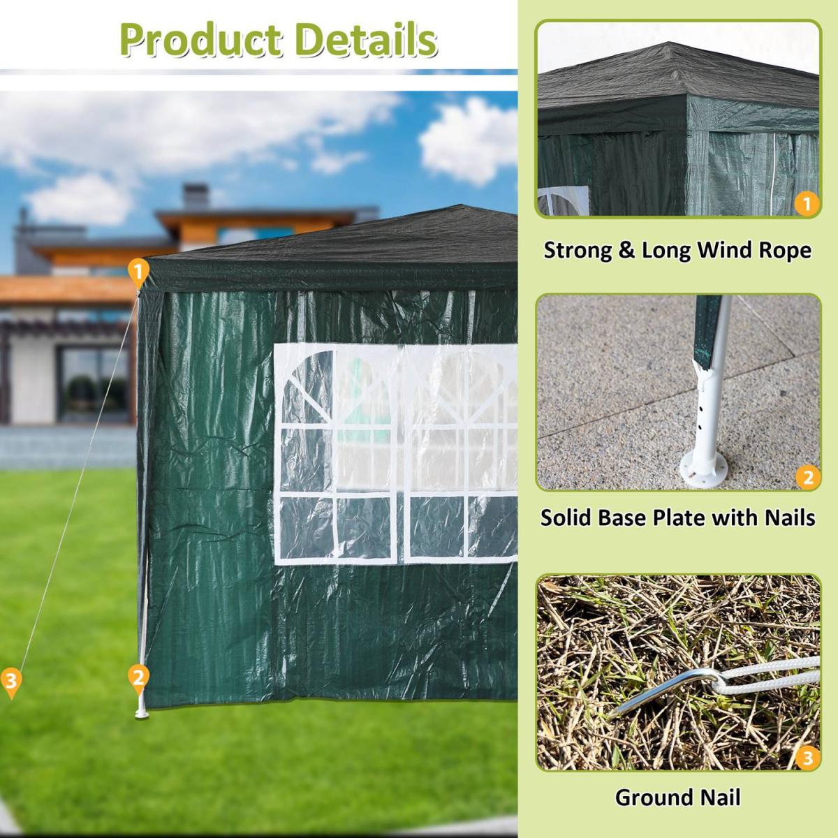 BIRCHTREE Gazebo PE 3X3M PEG01 - Green – image 4