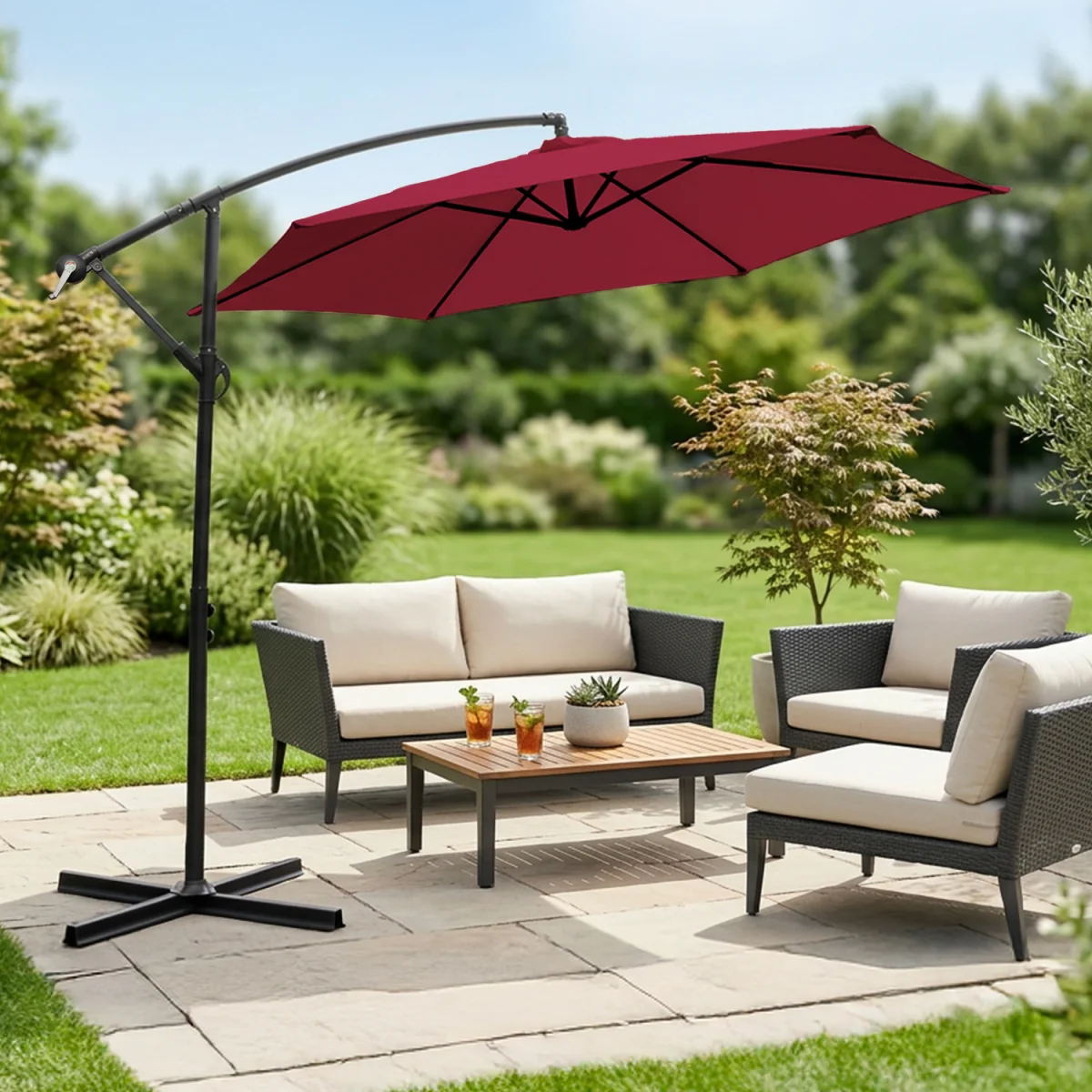 Keplin 3M Cantilever Garden Parasol with Cover – 6 Ribs, 180GSM – image 11