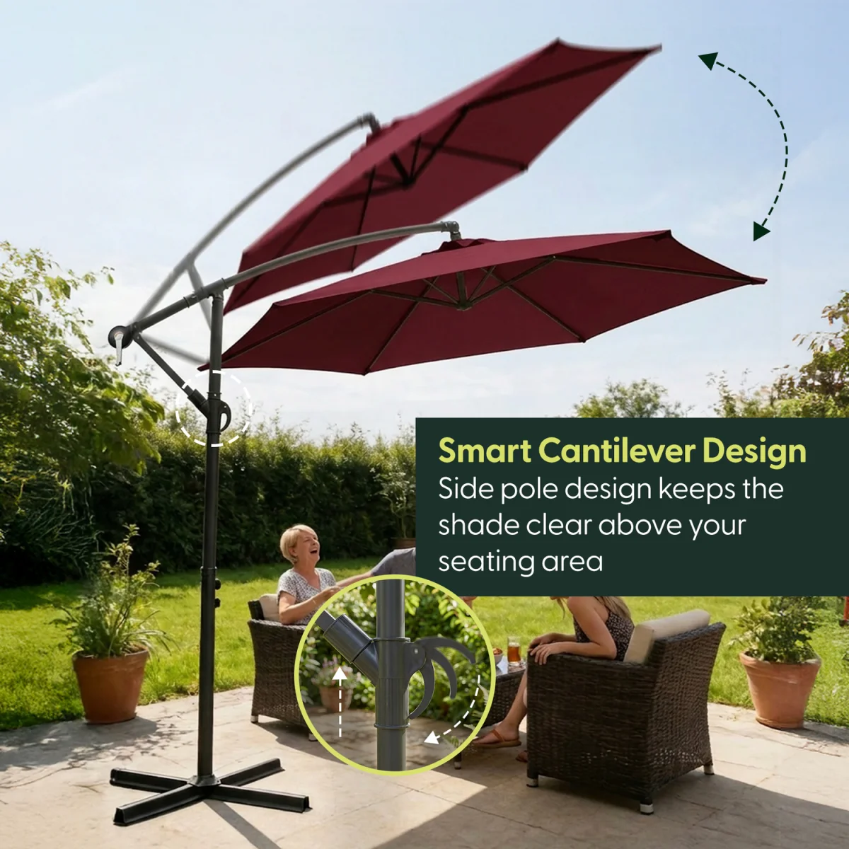 Keplin 3M Cantilever Garden Parasol with Cover – 6 Ribs, 180GSM – image 4