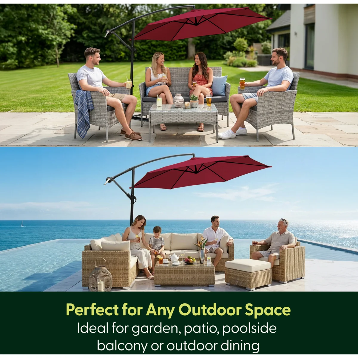 Keplin 3M Cantilever Garden Parasol with Cover – 6 Ribs, 180GSM – image 7